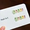 Caramelo Arcoíris Primavera y Verano Dopamina 3D Transparente Diamante Colorido Uñas Cortas Energético Sencillo Tipo Gelatina Arte de Uñas Hecho a Mano