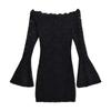 Vestido de encaje con manga de trompeta en el hombro para mujer, Otoño, Celebridad, Sexy, ceñido a la cadera, Falda para madre joven, que muestra el cuerpo, Falda interior