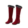 Botas Altas Nuevas Británicas 43 Otoño e Invierno Botas de Caña Baja Casuales Comercio Exterior Hebilla de Cinturón de Piel Cuña Botas de Mujer talla extra 40 Algodón