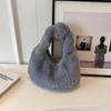 Bolsa Pequena de Pelúcia Estilo Coreano Feminina 2024 Nova Textura Estilo Bolsa de Mão Fofa Outono e Inverno Versátil Bolsa de Balde