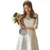 Vestido Blanco de Satín con un Toque Súper de Hada, Incrustaciones de Encaje, Elegante Vestido de Dama de Honor, Vestido de Noche Vintage y Elegante