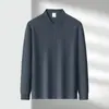 Camisa polo, colección de otoño, color liso, corte ajustado, business casual, capa interior, camiseta de manga larga para hombre, capa base