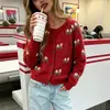 Cárdigan de punto jacquard estilo pastoral transfronterizo 2026 otoño e invierno cuello redondo estilo casual cárdigan de punto grueso para mujer