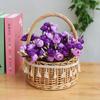 Cesta de Flores de Mimbre de Mano, Cesta de Ratán, Cesta de Almacenamiento para Salida de Picnic de Verano, Cesta de Princesa con Arreglo de Flores Artificiales