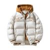Jaqueta de Algodão com Capuz Falsa de Duas Peças Outono/Inverno Transfronteiriça para Adolescentes, Jaqueta de Algodão Quente Casual Estilo Hong Kong, Roupas Masculinas Largas
