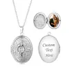 Colar Feminino de Aço Inoxidável 316L, Venda Quente Transfronteiriça, com Padrão Retrô, Caixa Porta-Fotos Oval com Abertura para Mulheres