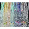 Tejido de malla con lentejuelas florales tridimensionales tela con bordado pesado bordado a mano Vestido de novia vestido de noche en stock