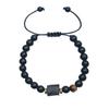 Europa y Estados Unidos nueva piedra natural Ojo de Tigre Amarillo Pino Blanco pulsera de turmalina con cuentas ajustable para mano de hombre cuerda para la mano cuerda para la mano al por mayor