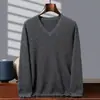Suéter de cachemira con cuello en V para hombre, 100% cachemira pura, jersey casual de negocios, corte holgado, camiseta básica de cachemira de color liso