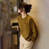 100% Pura Lã de Caxemira Feminina Gola Redonda Mesmo Estilo de Liu Wen Solto Casual Simples Moda Peça Base Tricô Estilo Outono e Inverno