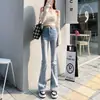 Moda de Jeans Micro Acampanados para Mujer Verano 2024 Delgados de Tiro Alto Ajustados Elásticos Corte Ajustado Pantalones de Pata de Caballo para Personas Bajas