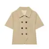 Ropa de Mujer Transfronteriza 2026 Moda Europea y Americana Casual Simple Camisa de Manga Corta de Doble Botonadura y Doble Cuello para Mujer B69561
