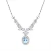 Collar Transfronterizo de Plata de Ley S925 con Piedra de Cristal para Mujer, Popular Cadena de Clavícula de Piedra Natural Versátil de Moda de Alta Gama para Mujer