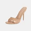 Comercio Electrónico Transfronterizo Nuevo Estilo Versátil Cómodo Minimalista Sexy Ropa de Abrigo Sandalias de Tacón Alto Abiertas Chanclas Talla Grande Venta Directa de Fábrica