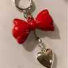 Chaveiro de Carro Pingente de Acrílico com Laço Estilo Coreano Pingente Decorativo de Bolsa Coração Borgonha Dongdaemun