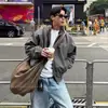 Elegante Chaqueta Corta Negra Coach de Vuelo para Hombre con Cuello Alto, Chaqueta de Béisbol Americana a Prueba de Tres, Chaqueta de Motocicleta de Alta Gama