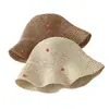 Sombrero de Pescador Artístico de Paja Estilo Japonés para Mujer, Verano, Circunferencia de Cabeza Grande, Hace que la Cara Parezca Más Pequeña, Transpirable, Protector Solar, Sombrero de Paja con Protección UV
