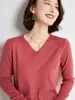Nuevo Suéter de Punto Básico de Manga Larga de Color Sólido con Cuello en V de Moda Otoño e Invierno para Mujer, Suéter Sencillo para Vestir, Suéter con Escote Corazón para Mujer