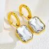 Nuevos Pendientes de Acero Inoxidable de Moda Europea y Americana Más Vendidos con Diamantes Cuadrados, Joyería para Mujer de Estilo Sencillo de Nicho, Pendientes para Mujer al por Mayor