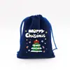 Fornecimento Direto Transfronteiriço Saco de Presente de Doce de Natal de Veludo Azul Pacote de Lanches Saco de Armazenamento Embalagem de Presente de Maçã de Natal
