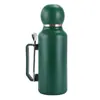 Taza de Coche Portátil y Sencilla con Cuchara de Gran Capacidad Taza con Asa de Color Sólido Taza Aislada de Doble Capa de Acero Inoxidable para Exteriores