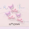 Accesorios de Resina Brillante Morado y Negro Kuromi DIY Hecho a Mano Pegamento de Crema Material para Funda de Teléfono Móvil Pinza para el Cabello Linda Decoración