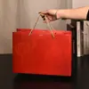 Bolsas de Regalo para el Festival de Medio Otoño, Bolsas de Regalo de Año Nuevo, Bolsas de Papel Festivas Rojas de Lujo Ligero, Bolsas de Regalo de Cumpleaños Listas para Usar