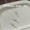 Joyería de Plata Estilo Ins Dongdaemun de Corea del Sur Plata de Ley S925 Corazón de Industria Pesada Llave Collar Estilo Simple y Versátil para Apilar