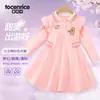 Vestido para Niña Kapibala de Manga Larga Primavera y Otoño 2025 Nuevo Vestido Rosa de Princesa para Niña Vestido de Otoño de Longitud Media