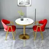 Mesa de negociação e conjunto de cadeiras estilo nórdico recepção recepção apartamento pequeno simples escritório de vendas de chá com leite varanda mesa redonda pequena de lazer