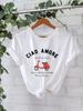 Camiseta de algodón puro de verano europeo y americano, manga corta, cuello redondo, comercio exterior transfronterizo, camiseta estampada con patrón americano, fábrica de comercio exterior femenina