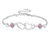 Pulsera Transfronteriza de Plata de Ley S925 Dulce Amor Corazón a Corazón Accesorios Joyería Joyería de Mano de Moissanita de Alta Gama Venta al por Mayor