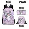 Mochila escolar 3D Kuromi Kuromi, nueva mochila con estampado de Sanrio, bandolera y estuche para lápices de tres piezas.