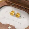 Yilu Plata Esterlina S925 Chapado en Oro Flor Ámbar Flor Pendientes Casuales y Más Fáciles de Combinar para Viajes al Trabajo Pendientes de Plata Pendientes Joyería Al por Mayor