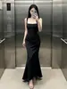 Vestido largo strapless de escote cuadrado, entallado en la cintura, estilo sirena, para mujer, de verano, adelgazante y que realza la figura, estilo maduro y elegante, vestido puro y seductor