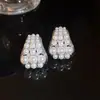 ¡Lágrimas de Sirena Aurora! Aretes Cuadrados de Circonita y Perla, Aretes de Lujo Ligero de Gama Alta, Aretes de Moda para Mujer