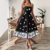 Moda Femenina Estilo Europeo y Americano 2026 Vestido Midi Estampado de Tirantes Sueltos Ropa de Verano para Mujer