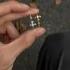Anel Aberto Cruz Cravejado de Diamantes, Anel de Flor Exquisito Vintage, Moda de Luxo Leve, Anel de Zircônia Flor de Íris Personalizado