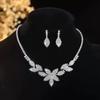Conjunto Europeu e Americano Transfronteiriço Colar Brincos para Noiva Casamento Simples Combina com Tudo Lindo Luxo Leve Corrente Grab Strass