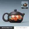 Tetera Xishi de arcilla púrpura con calcomanías aplicadas a mano, tetera para uso doméstico, juego de té Kung Fu, tetera individual, tetera de alto valor estético