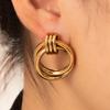 Aretes de Aro Transfronterizos, Aretes de Tuerca Irregulares, Aretes de Acero Inoxidable, Aretes de Acero de Titanio, Aretes de Aro Multicapa, Aretes para Mujer