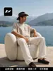 Pantalones Casuales de Lino Americano Simple Fengmei para Hombre y Mujer, Holgados, Versátiles, para Viajar al Trabajo, Diarios, con Cordón, Cintura Elástica, Pierna Ancha