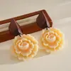 Pendientes Geométricos de Flor de Resina Transfronterizos Europeos y Americanos Otoplastias Maillard Otoño e Invierno Diseño Nicho de Gama Alta Joyería para Orejas Venta al por Mayor