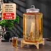 En stock suministro vidrio grueso botella de vino de burbuja frasco de vino de burbuja frasco de vino de vidrio sellado transparente con base grifo