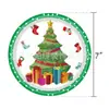 Em estoque Amazon Natal traje de mesa transfronteiriço toalha de mesa descartável prato de papel copo de papel lenço traje de mesa