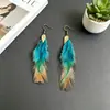 Pendientes Bohemios de Plumas con Borlas de Amazon de Venta Caliente Transfronterizos, Pendientes Largos Vintage Exagerados de Estilo Étnico para Vacaciones