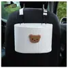 Bolsa de almacenamiento para coche de algodón bordado de tulipán de dibujos animados, bolsa de almacenamiento para respaldo de silla colgante de coche, caja de almacenamiento multifuncional
