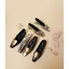 Zapatos de Cuero Cuadrados de Estilo Británico para Mujer, que Aumentan la Altura 4 cm, Mocasines Dorados Planos con Piel Genuina y Hebilla Metálica