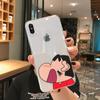 Funda Crayon Shin para Apple 12, diseño de dibujos animados para iPhone 15, Pro Max, transparente, estilo pareja, 14