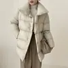 Chaqueta acolchada de plumón de pato blanco al 90% de gama alta para mujer, de longitud media, Moda Invierno 2026, Abrigo acolchado engrosado
